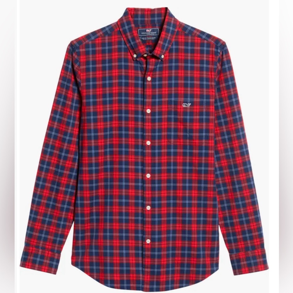 Vineyard Vines PACIFIC AVENUE TUCKER SLIM FIT SPORT SHIRT IN CALYPSO RED Size XL